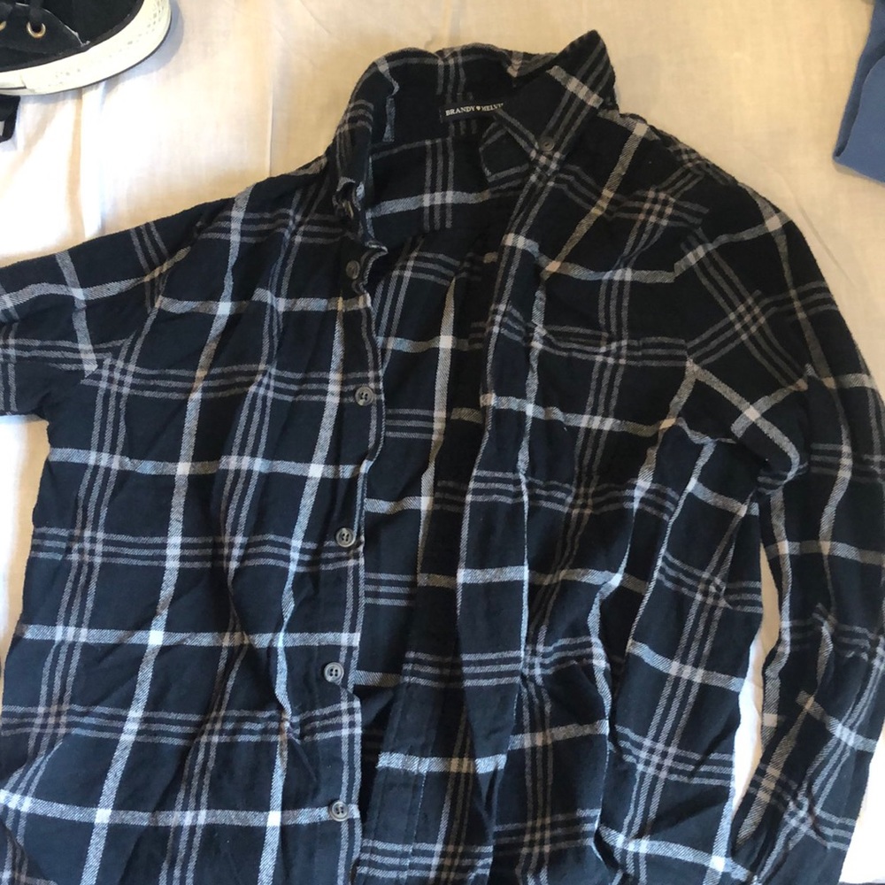 brandy melville black plaid shirt